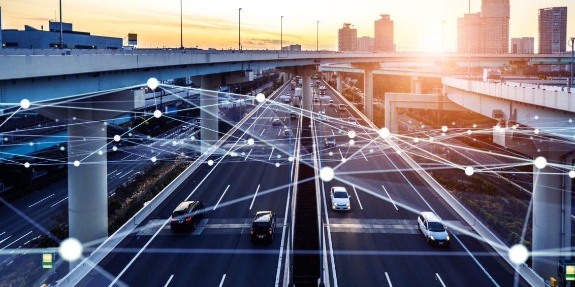 Transportation and technology concept. ITS (Intelligent Transport Systems). Mobility as a service.